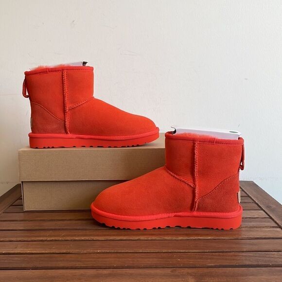 UGG Classic Mini II Boots Hazard Orange USA Women Size 6/UK 4/EU 37 - Picture 4 of 15